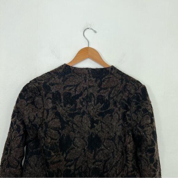 Stella Carakasi Brown Wool Blend Black Lace Wrap Asymmetrical Coat Size Small - Picture 9 of 15